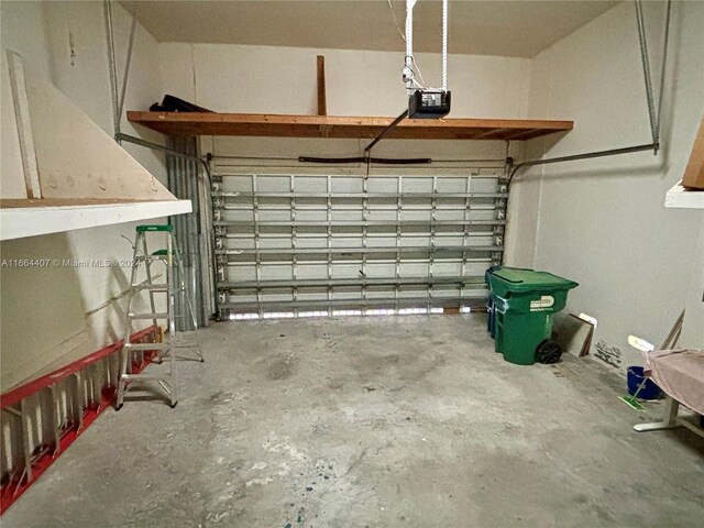 garage with a garage door opener