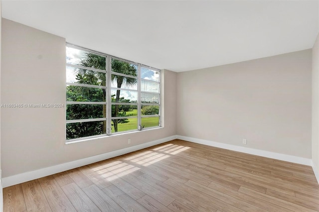 spare room with light hardwood / wood-style flooring