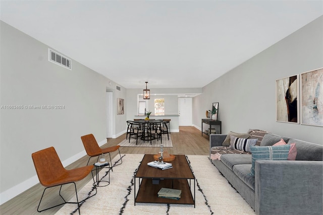 living room with light wood-type flooring