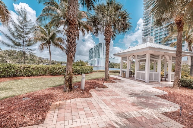 view of patio / terrace with a gazebo