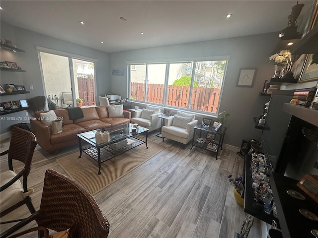 living room featuring light hardwood / wood-style floors