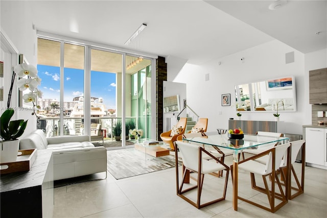 dining room featuring a wall of windows