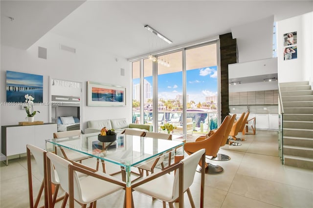 dining room featuring light tile patterned floors