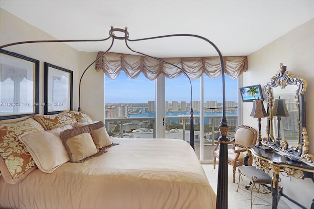 bedroom featuring carpet floors and multiple windows