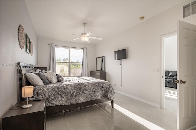 bedroom featuring ceiling fan