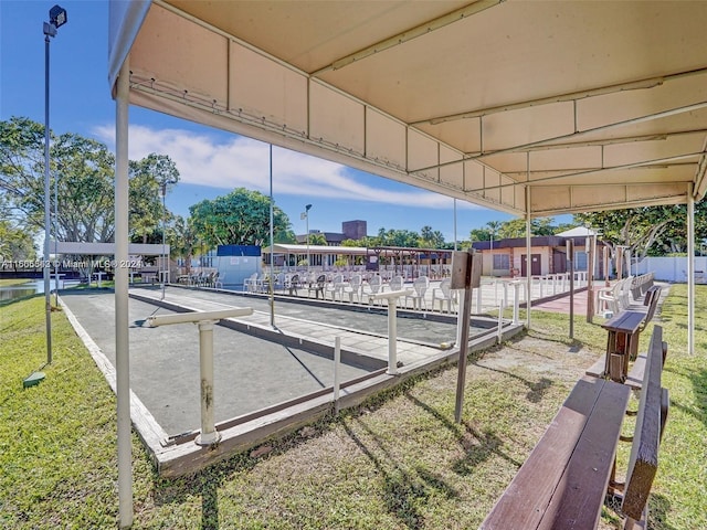 exterior space with a water view