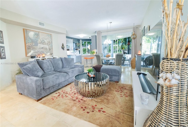 view of tiled living room