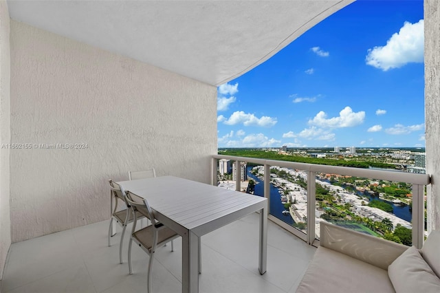 balcony with a water view