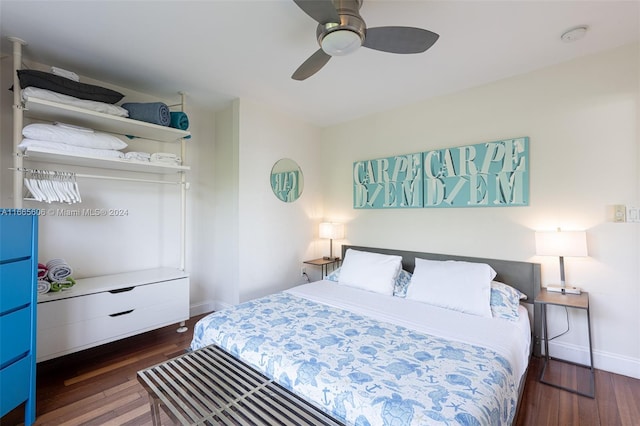 420 15th St Unit 307, Miami Beach, FL 33139 - bedroom with wood finished floors, baseboards, and a ceiling fan
