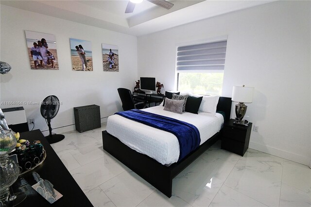 bedroom featuring ceiling fan