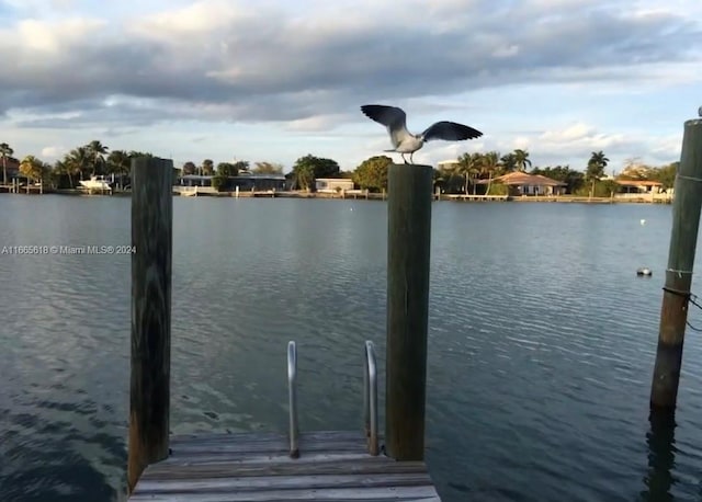 view of dock featuring a water view