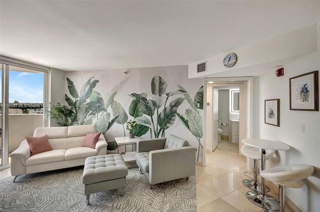 view of tiled living room