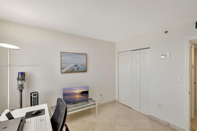 view of tiled home office