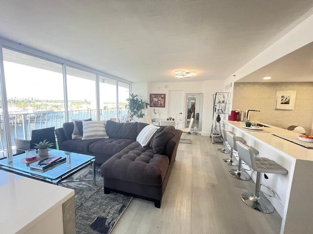 living room featuring light wood-type flooring