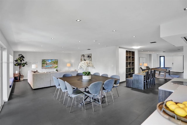 dining room with billiards