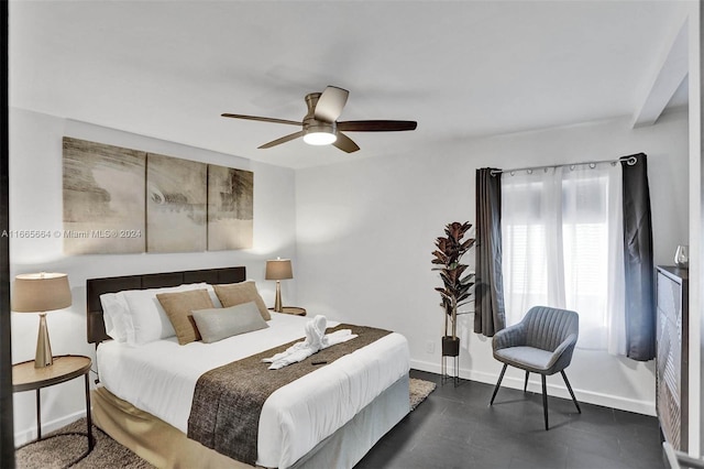 bedroom featuring ceiling fan