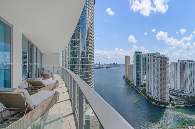 balcony with a water view