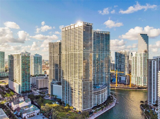 property's view of city featuring a water view