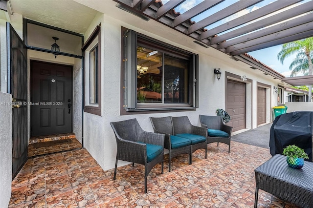 7037 Marlberry Ln, Tamarac, FL 33321 - view of patio with area for grilling and a garage