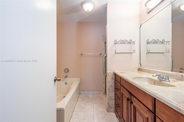 7037 Marlberry Ln, Tamarac, FL 33321 - full bathroom with tile patterned floors, vanity, and a tub to relax in