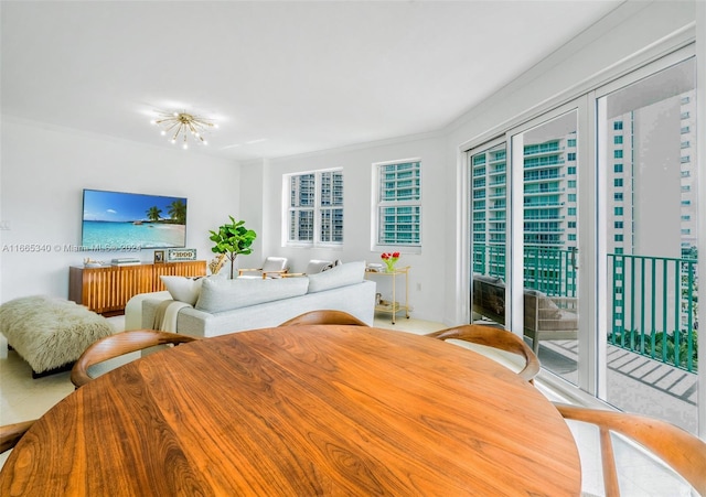 living room with crown molding