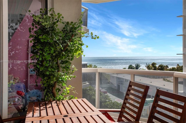 balcony with a water view