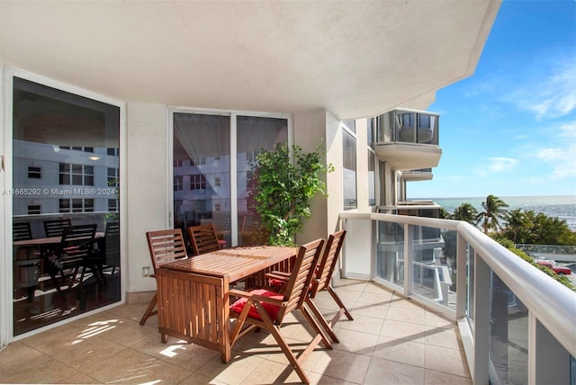 balcony with a water view