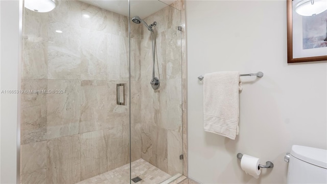 bathroom with walk in shower and toilet