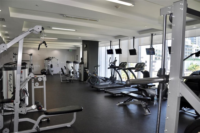 workout area with visible vents