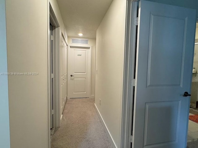 bedroom with light carpet