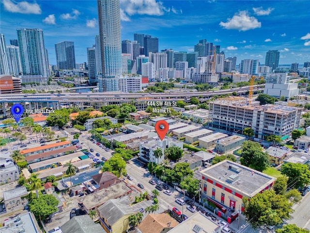 aerial view with a city view