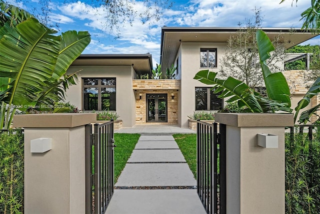 exterior space featuring french doors