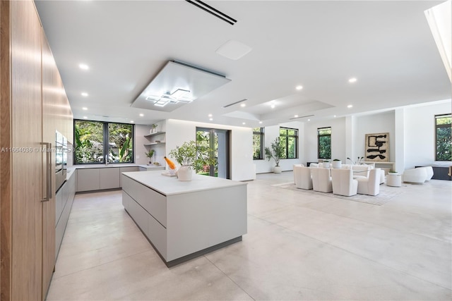 kitchen with plenty of natural light and a large island