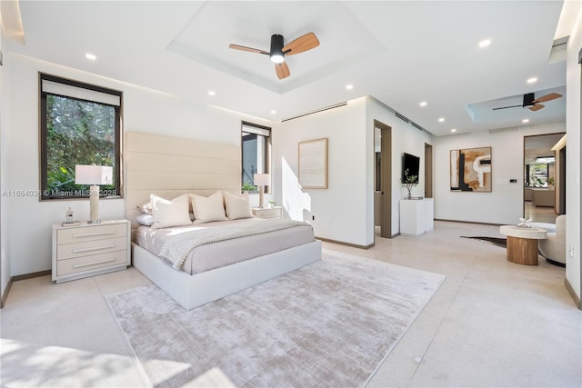 bedroom featuring a tray ceiling