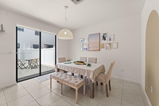 view of tiled dining space