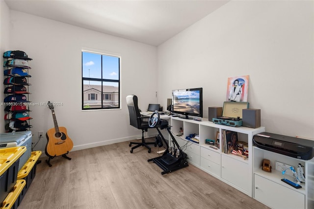 office space featuring light hardwood / wood-style floors