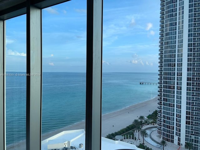 view of water feature featuring a view of the beach