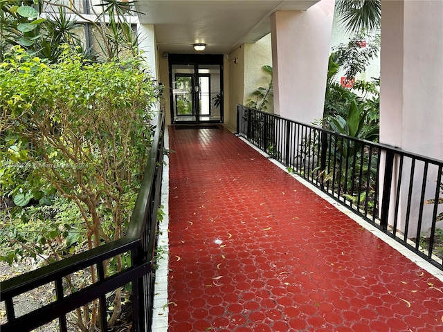 doorway to property with a balcony