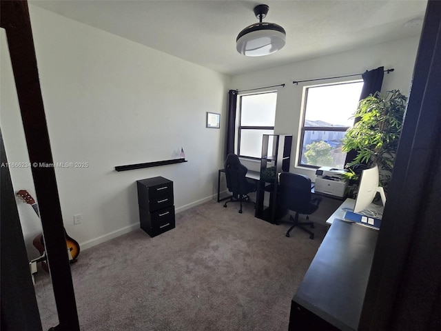 view of carpeted home office