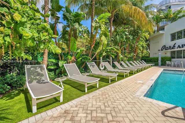 view of pool featuring a patio area