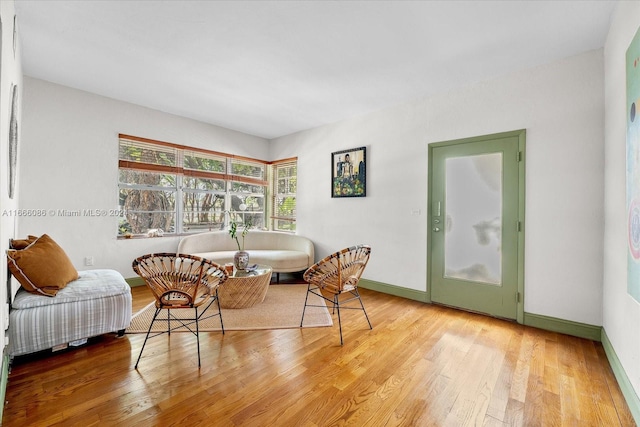 living area with light wood-type flooring