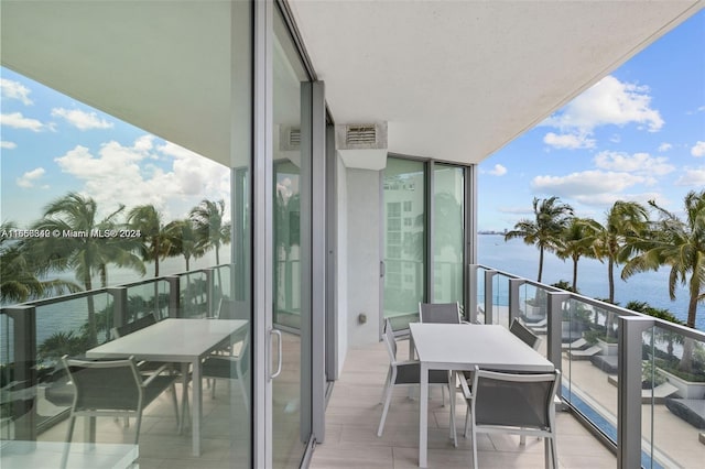 balcony with a water view