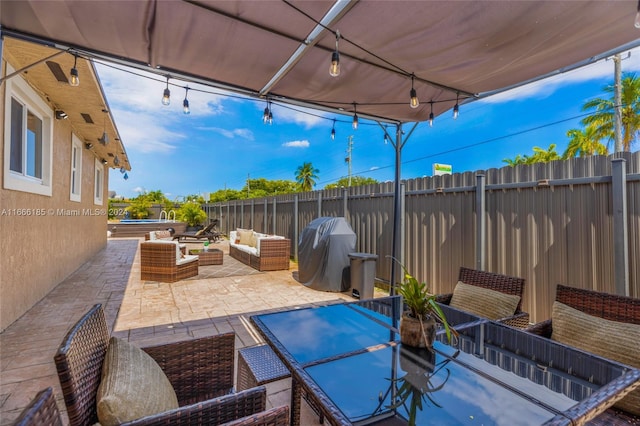 view of patio with an outdoor living space