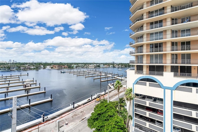 view of water feature featuring a boat dock