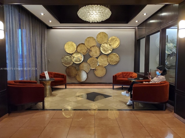 reception with a chandelier