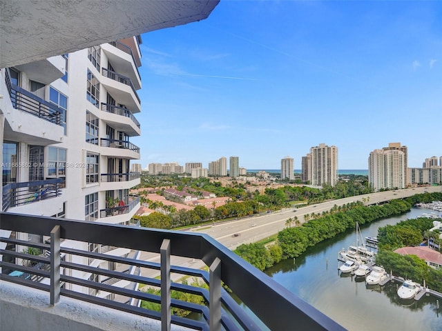 balcony with a water view