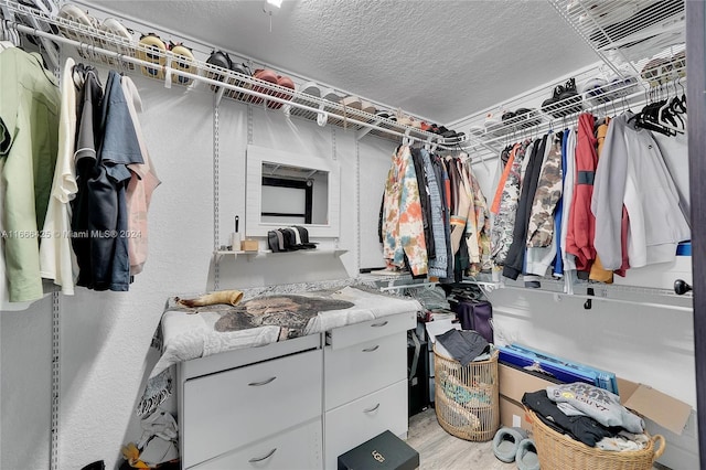 spacious closet with light hardwood / wood-style floors