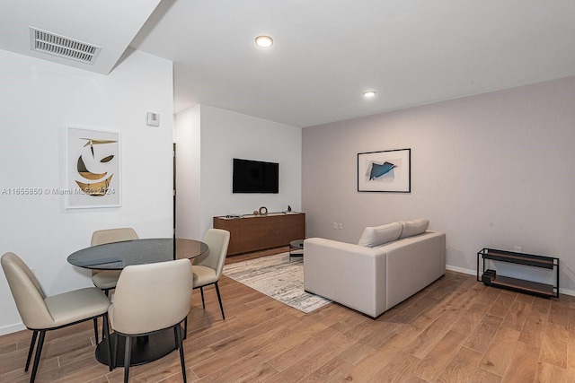 living room with light wood-type flooring