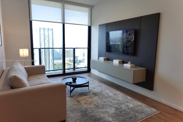 living room with hardwood / wood-style flooring