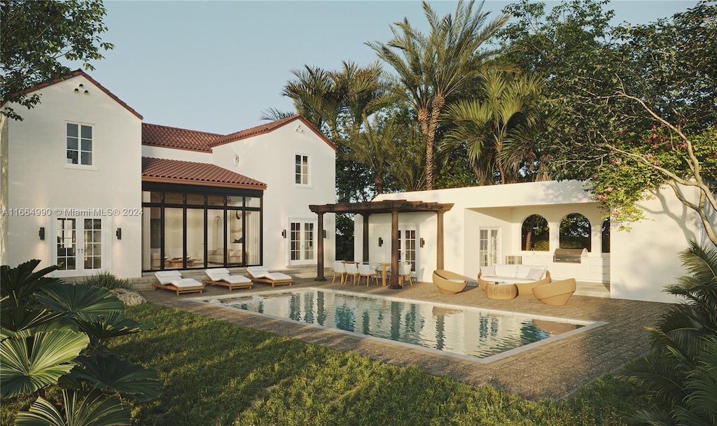 back of property featuring a patio area and french doors